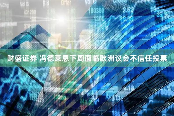 财盛证券 冯德莱恩下周面临欧洲议会不信任投票